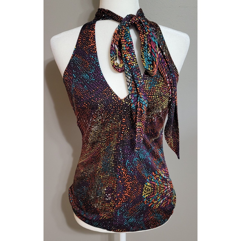 Trina Turk Silk Halter Tie Sleeveless Blouse